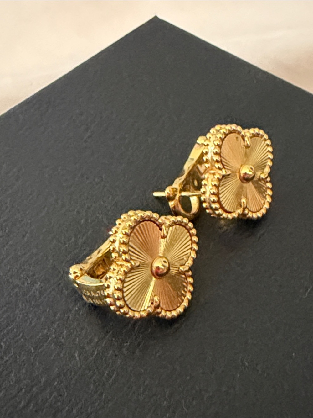 Gold Clover Earrings - Picture 3 of 6